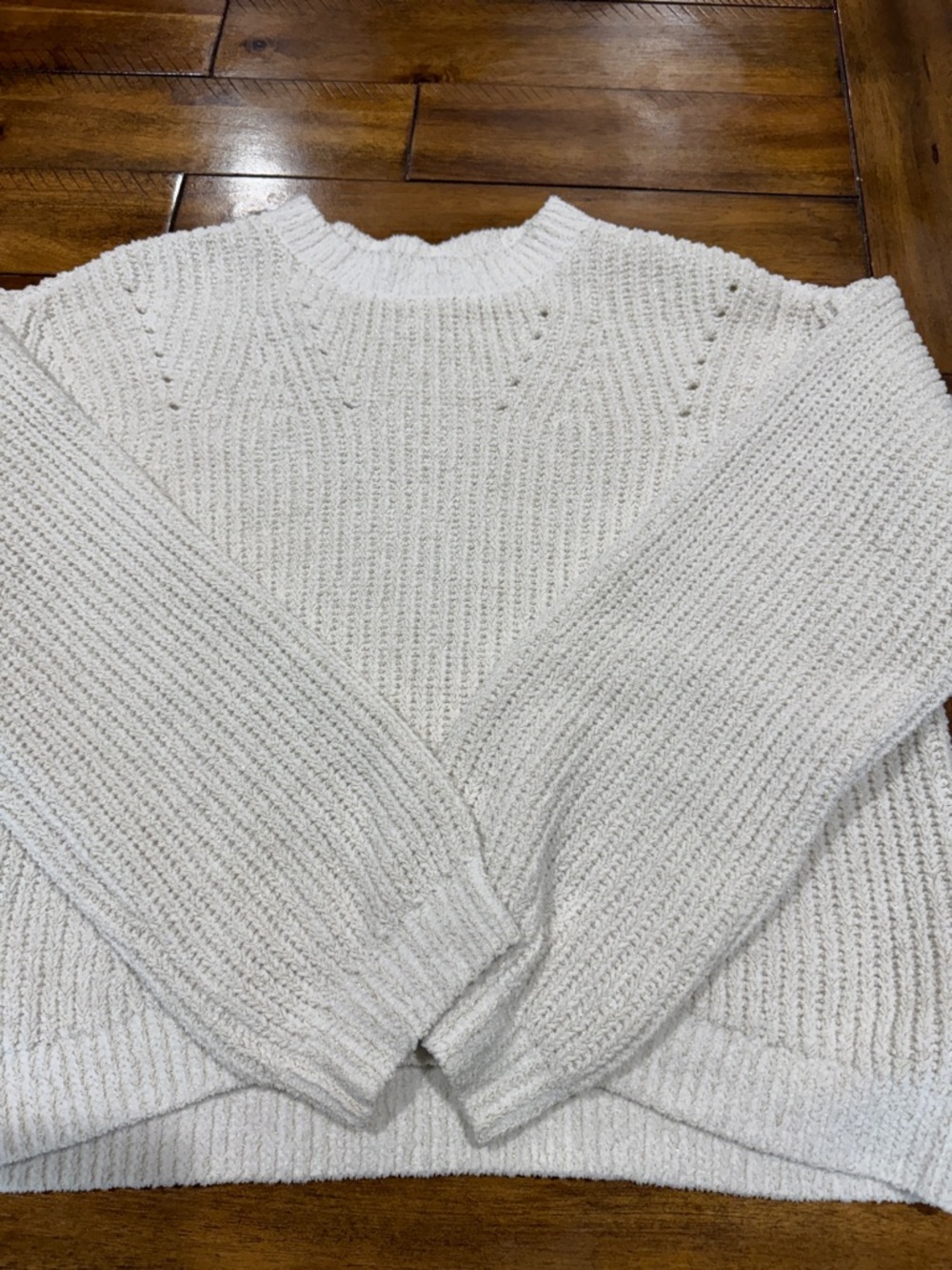 Old Navy Girl’s Cream Ribbed Crewneck Sweater